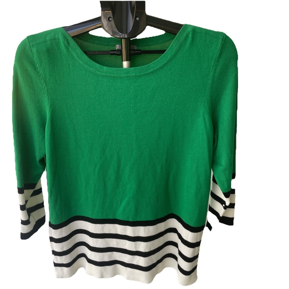 Joseph A. Signature Green Striped Side Zip Sweater‎ Jellybean Combo PL NEW